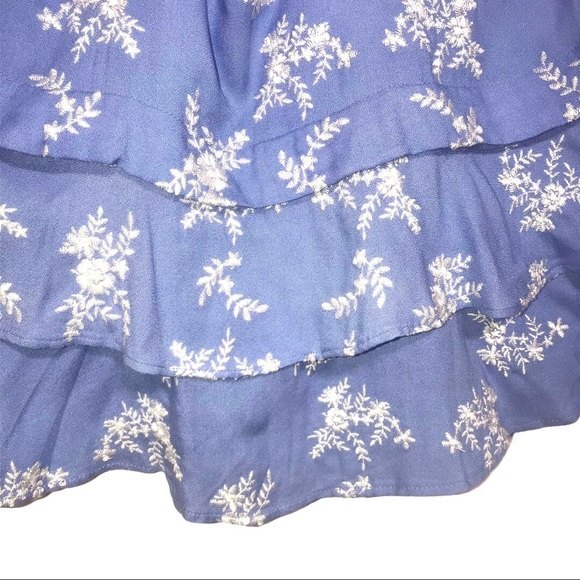 Revolve Devlin Macey Floral Embroidered Tiered Ruffle Blue/White Cami Top - Picture 6 of 8